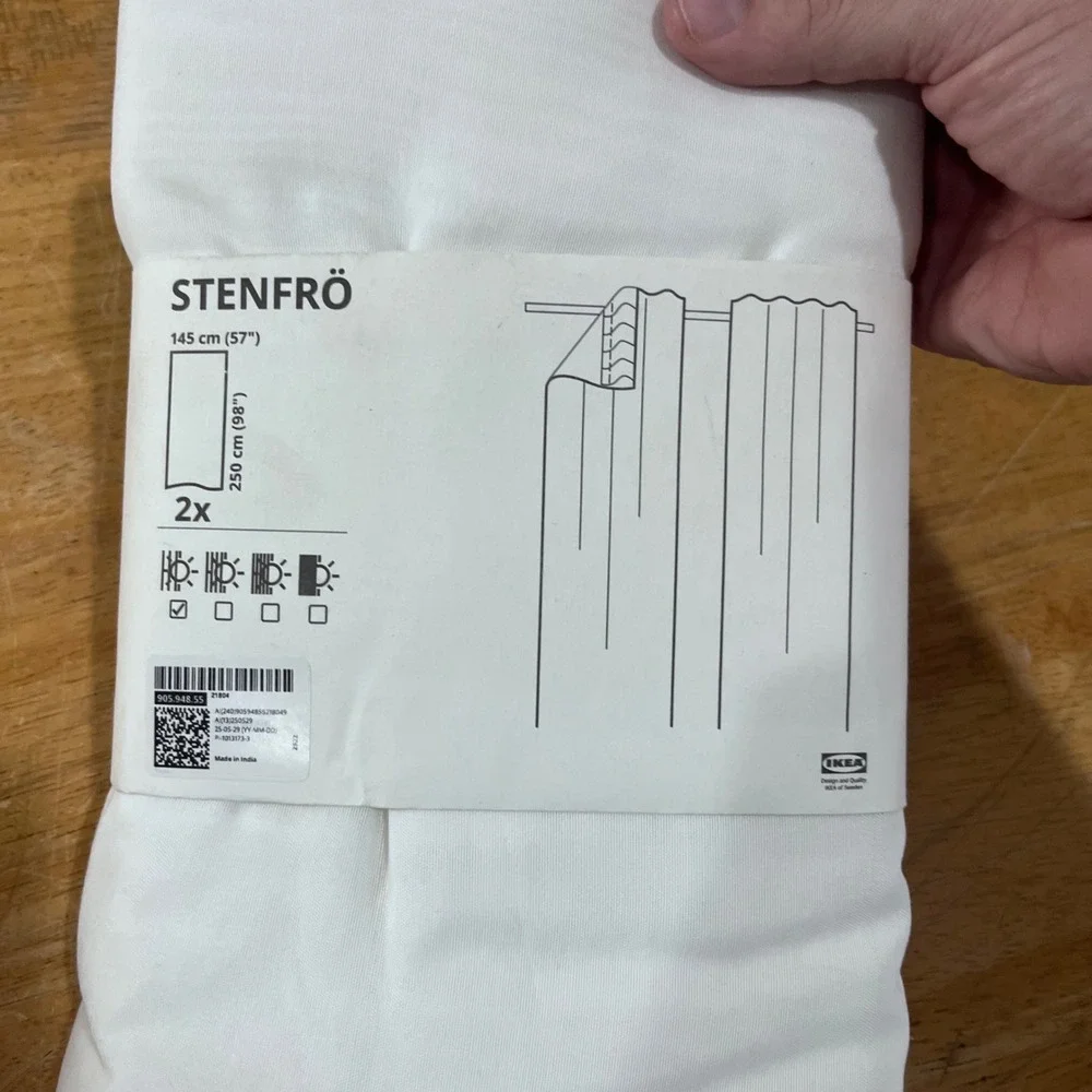 IKEA STENFRÖ White‎ Curtains 2 Panels 57x98 Modern Minimalist 905.948.55 NEW